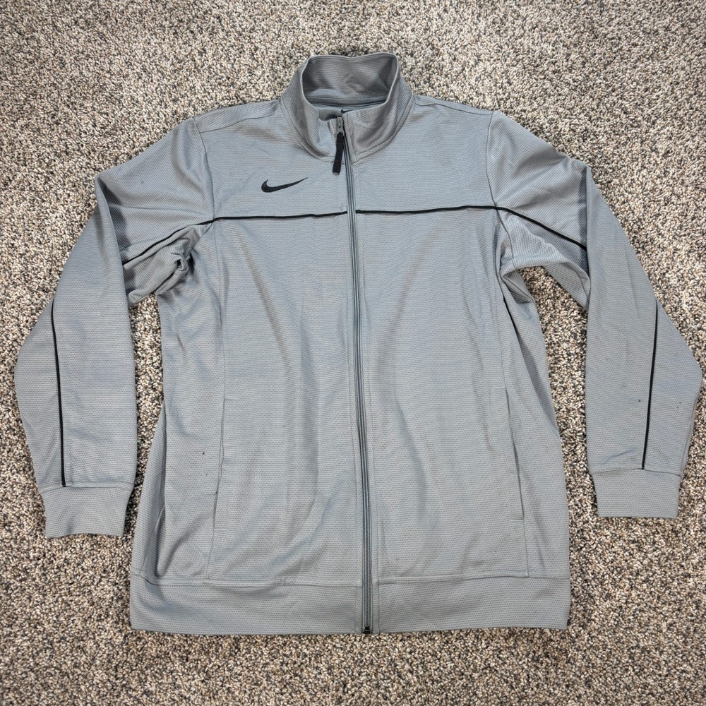 Nike Dri-FIT Men's Large Grey Full Zip Track Jacket Textured Training Top